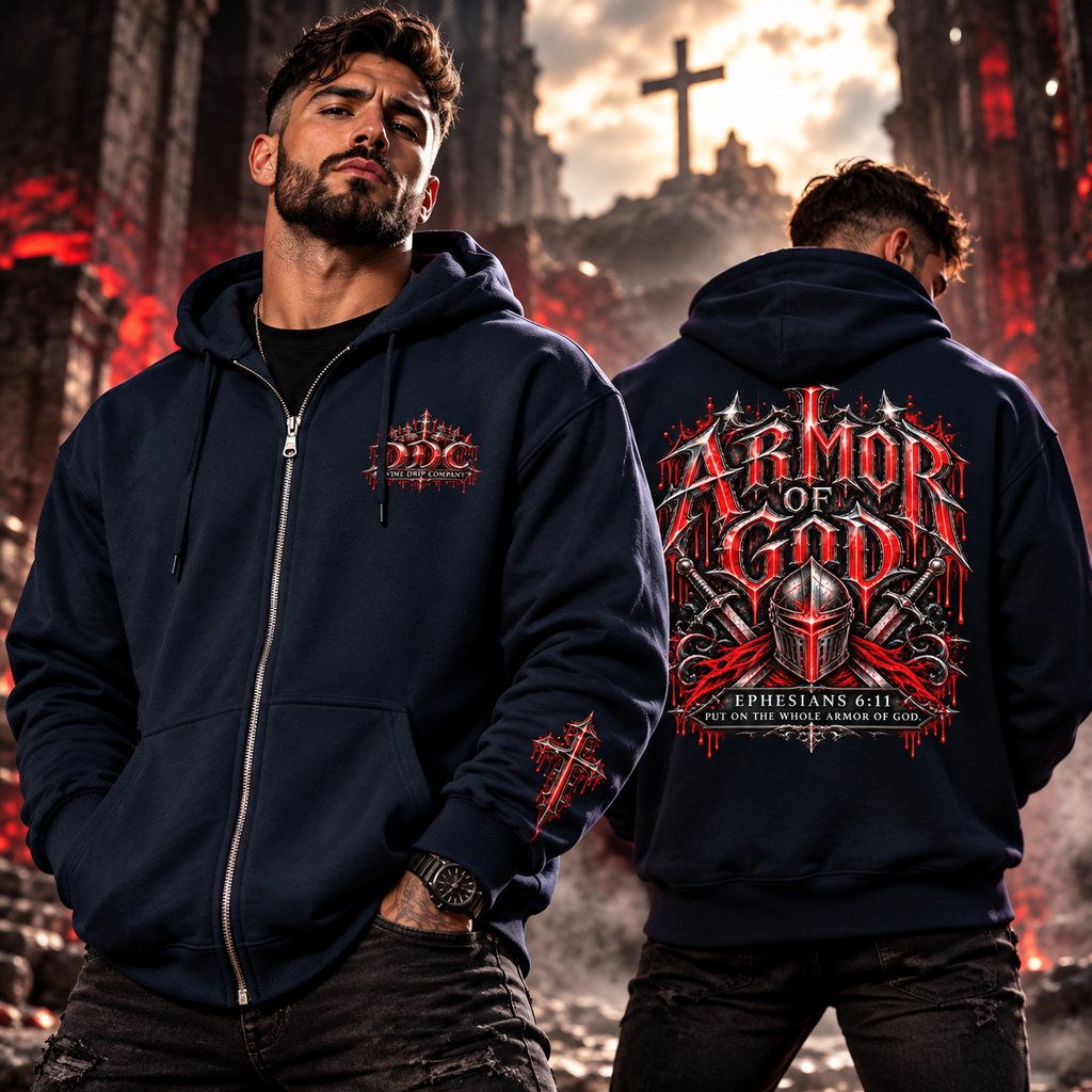 ARMOR OF GOD – Ephesians 6:11 Christian Zip-Up Hoodie | Divine Drip Company