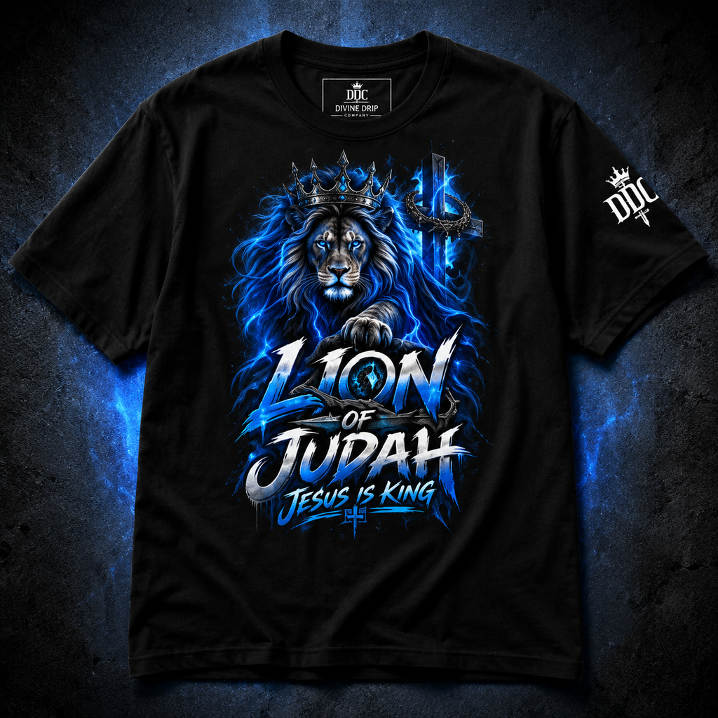 Lion of Judah T-Shirt | Jesus Is King Christian Streetwear | Christian Graphic Tee
