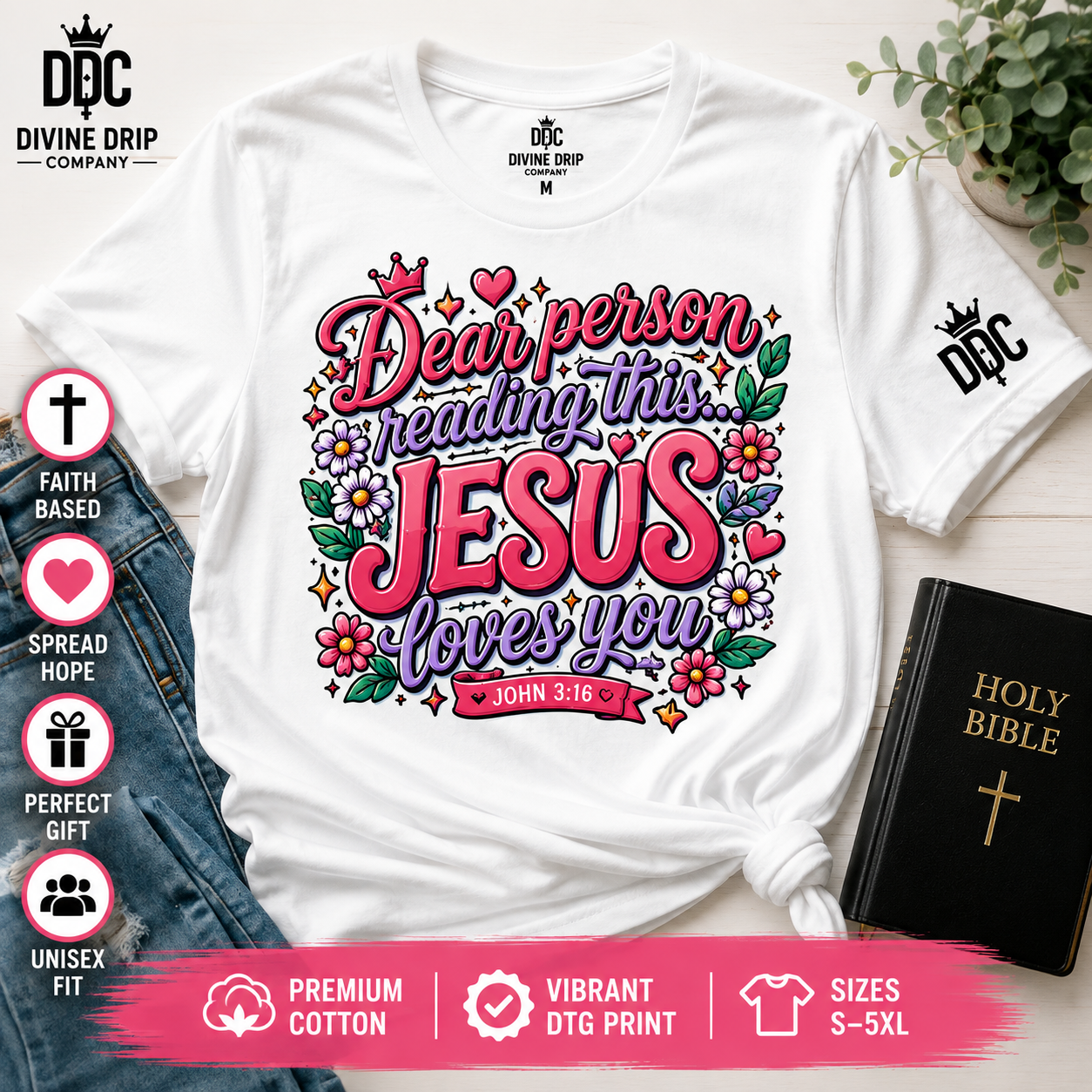 Jesus Loves You T-Shirt | Christian Graphic Tee | Faith Based Shirt | Christian Gift