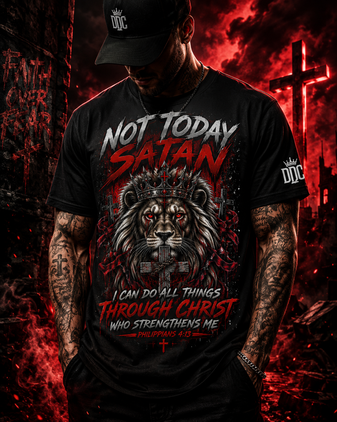 Not Today Satan Christian T-Shirt | Lion of Judah Faith Streetwear