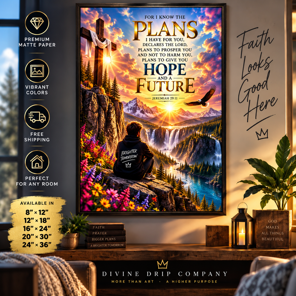 Plans for Hope and a Future Christian Wall Art | Jeremiah 29:11 Poster