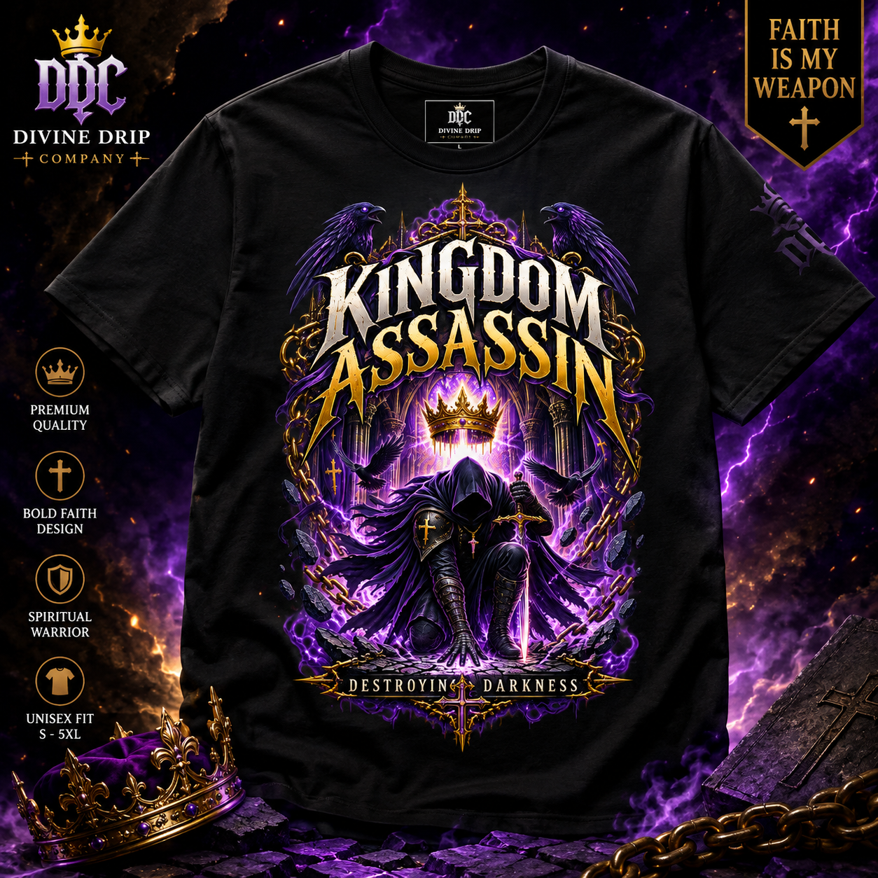 Kingdom Assassin Christian T-Shirt | Destroying Darkness Faith Streetwear
