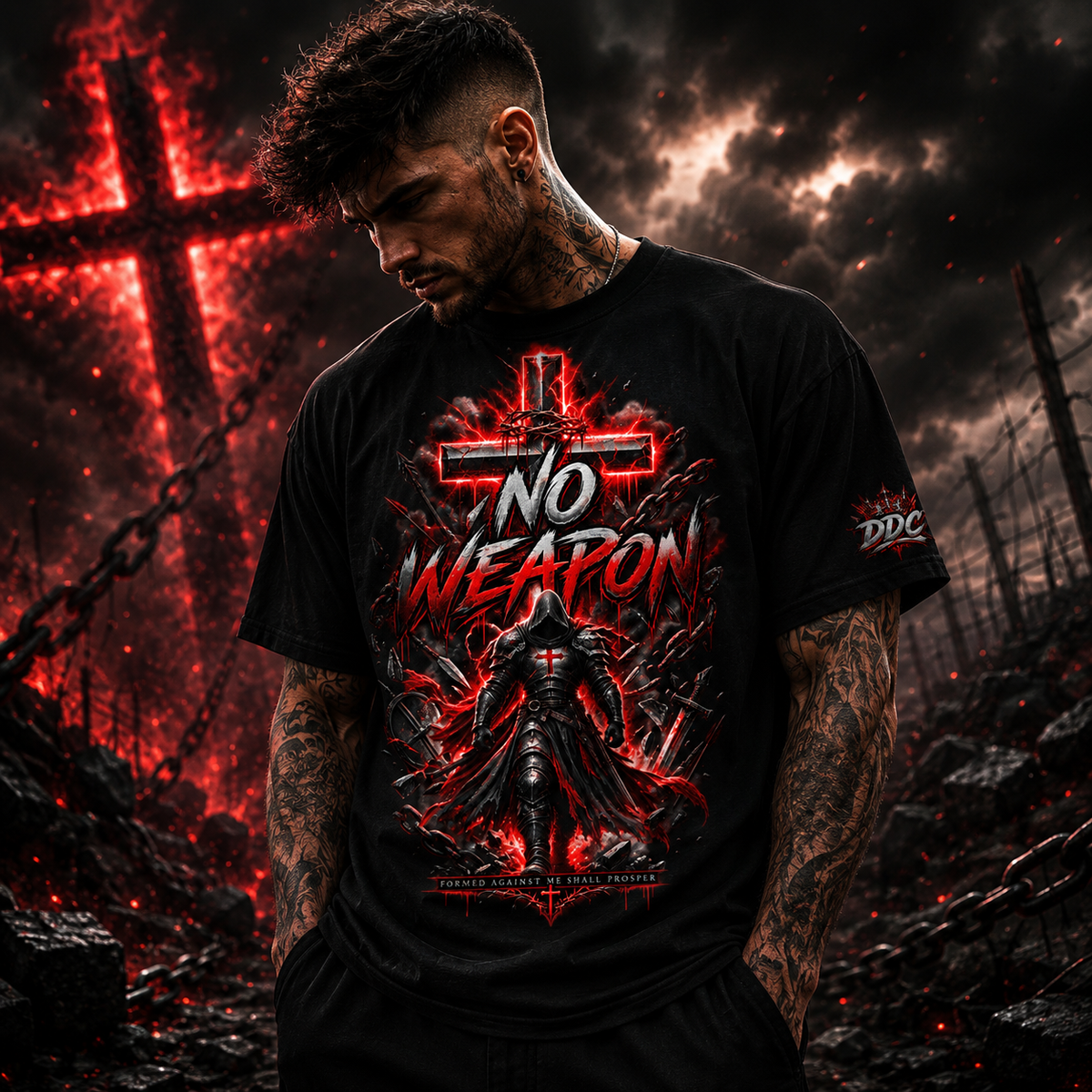 No Weapon Christian T-Shirt | Isaiah 54:17 Faith Streetwear