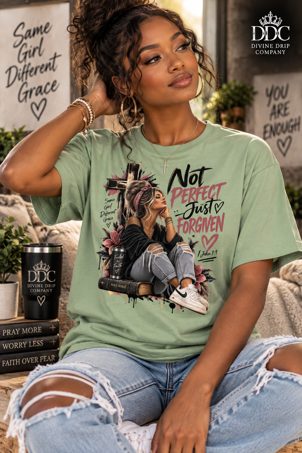 Not Perfect Just Forgiven Christian Women's T-Shirt | Faith Shirt