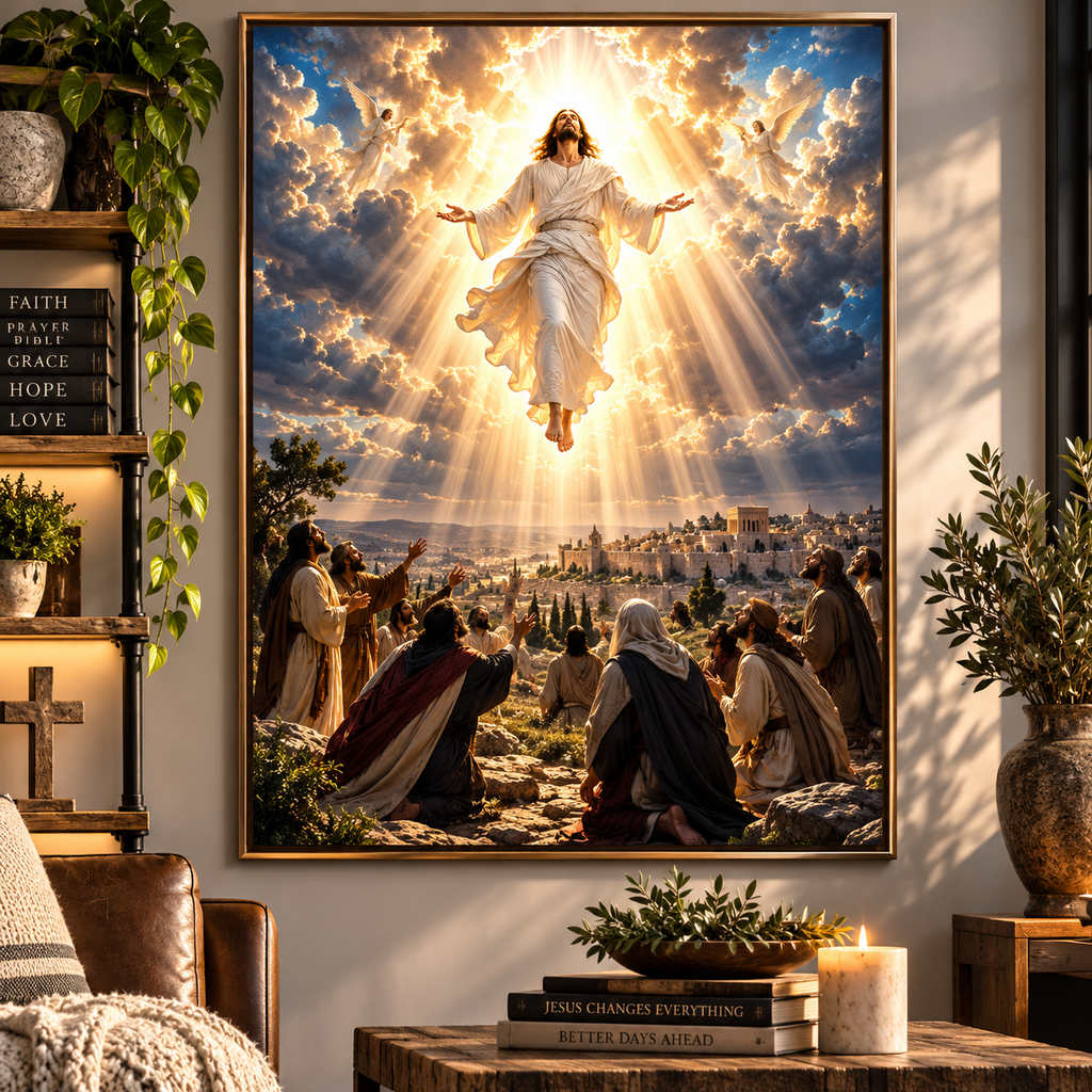 The Ascension of Jesus Christian Wall Art | Christ Ascending Poster