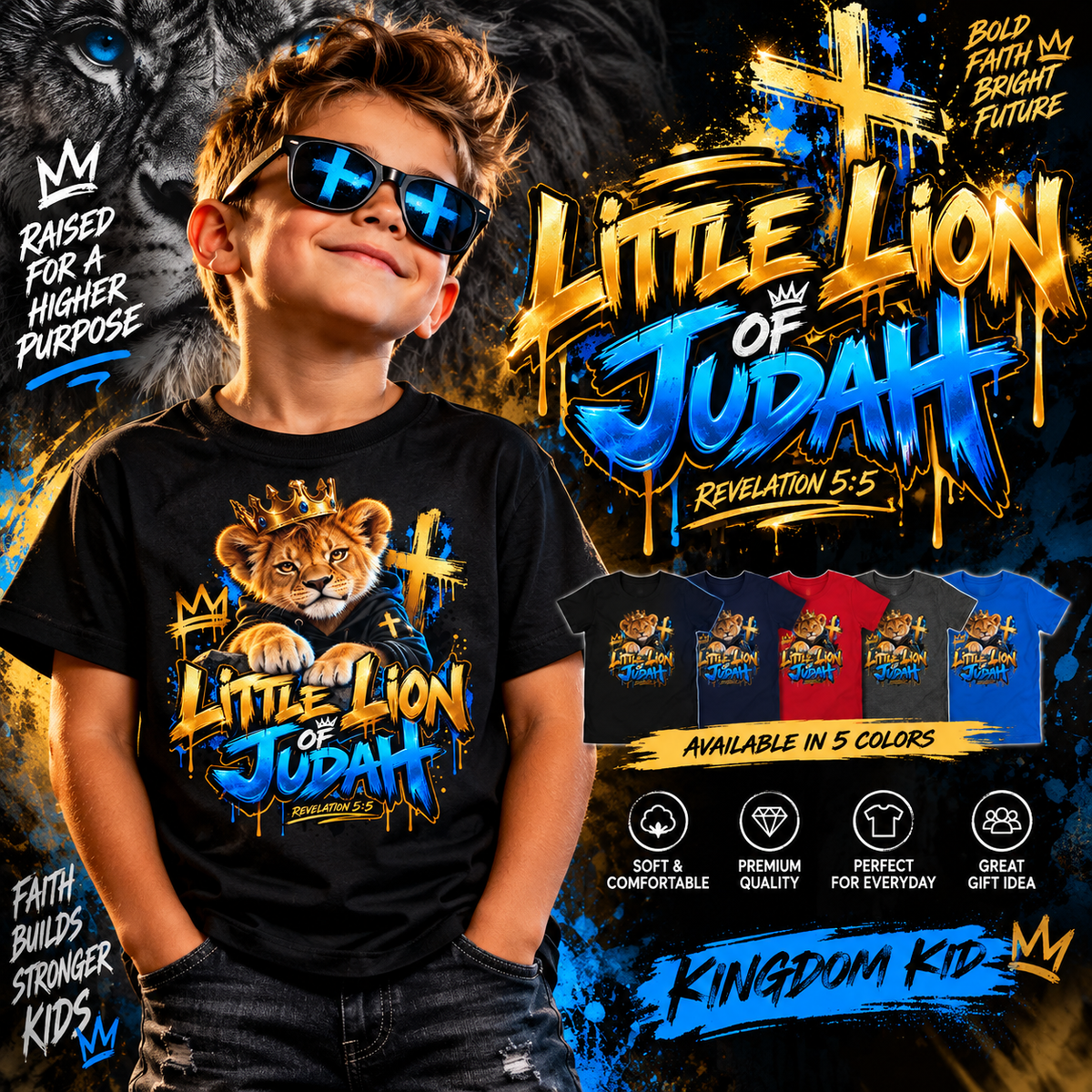 Little Lion of Judah Kids Christian T-Shirt | Faith Youth Tee