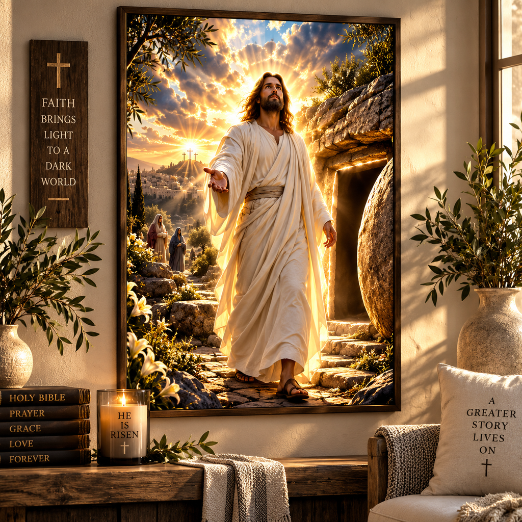 The Risen Christ Christian Wall Art | He Is Risen Jesus Poster