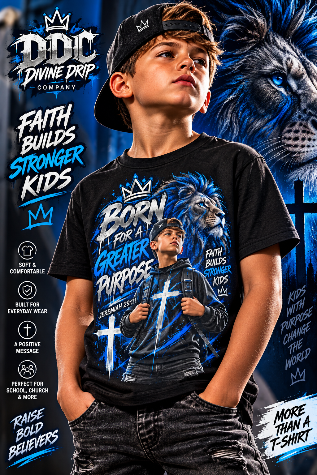 Born for a Greater Purpose Kids Christian T-Shirt | Faith Youth Tee