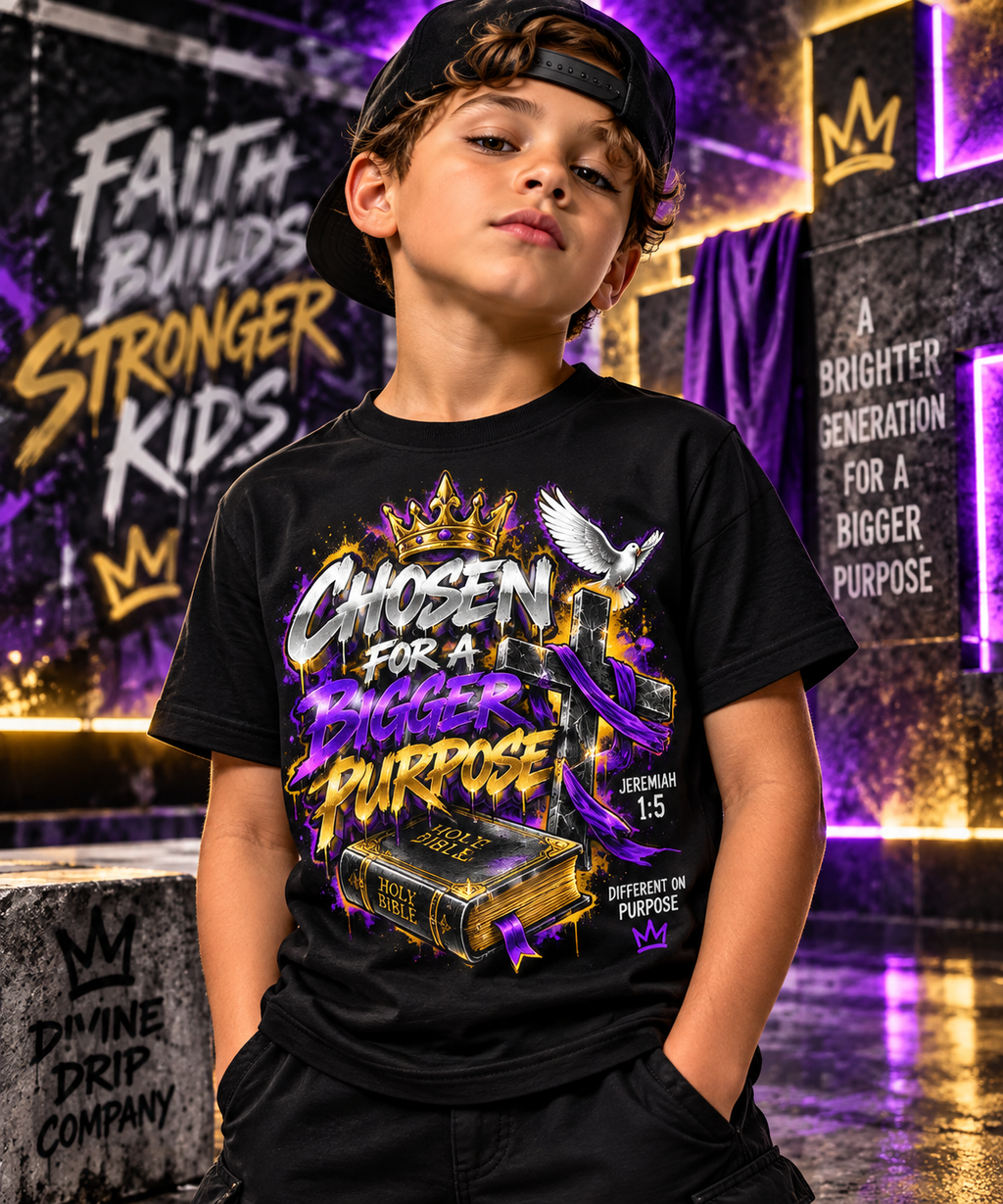 Chosen for a Bigger Purpose Kids Christian T-Shirt | Faith Youth Tee