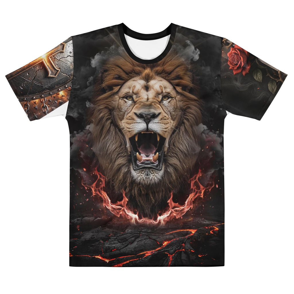 Roaring Lion of Judah T-Shirt, Fiery Christian Streetwear Tee, Biblical Graphic Apparel