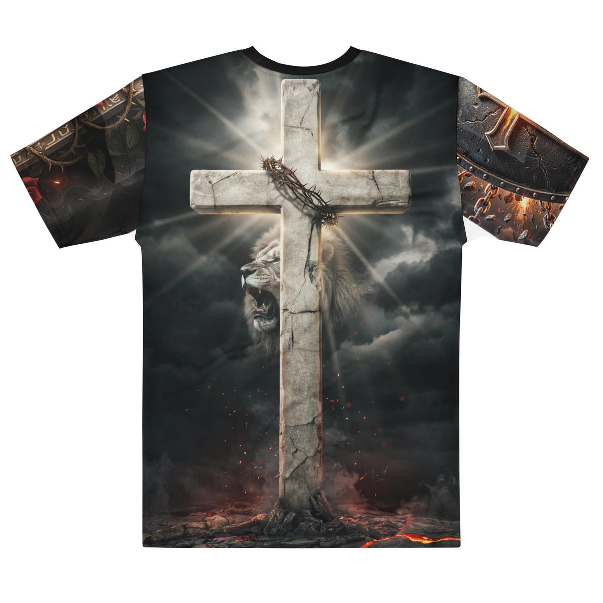 Roaring Lion of Judah T-Shirt, Fiery Christian Streetwear Tee, Biblical Graphic Apparel